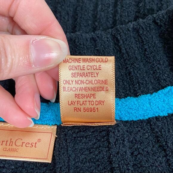 Northcrest Size Small Black V Neck Semi Fleece Textured Fitted Sweater - Picture 10 of 11